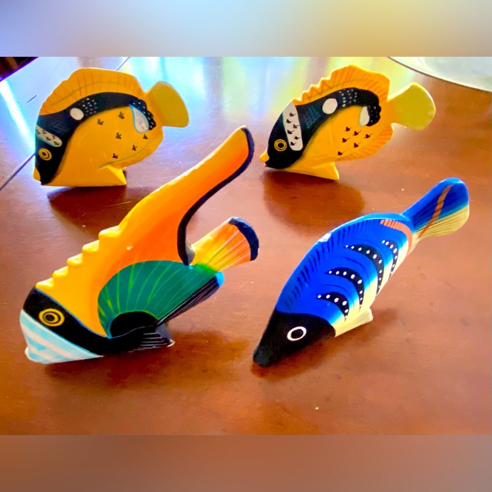 Vintage Tropical Carved Wooden Fish